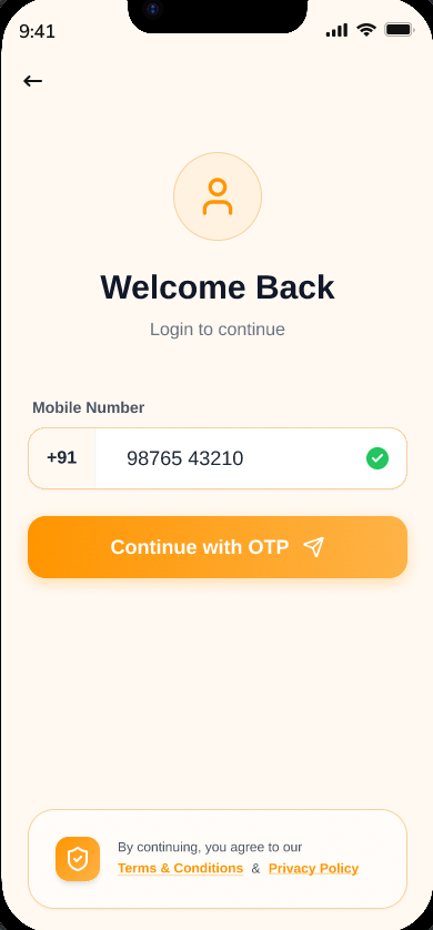 Delivery app — log in