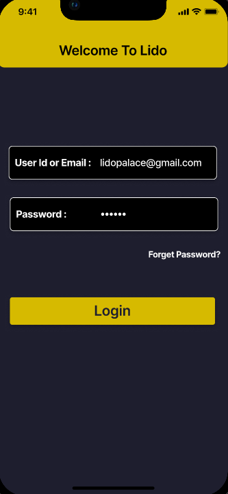 Mobile app — log in