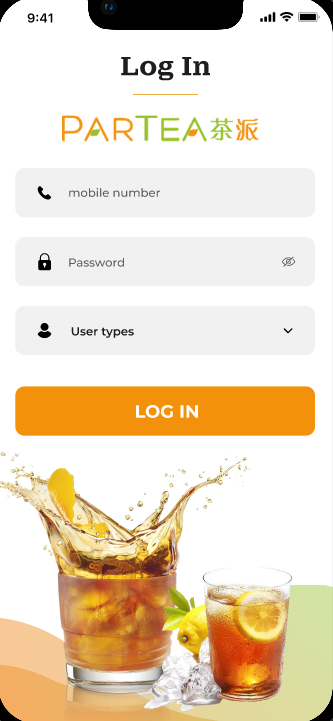 Mobile app — log in